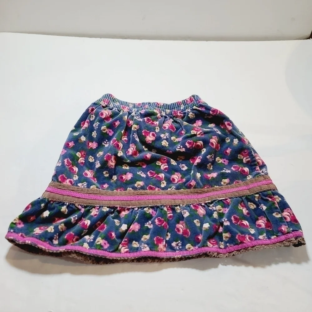Genuine Kids from Oshkosh Blue Pink Flower Velour Skirt size 5